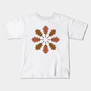 Radial Oak Leaves (Brown) Kids T-Shirt